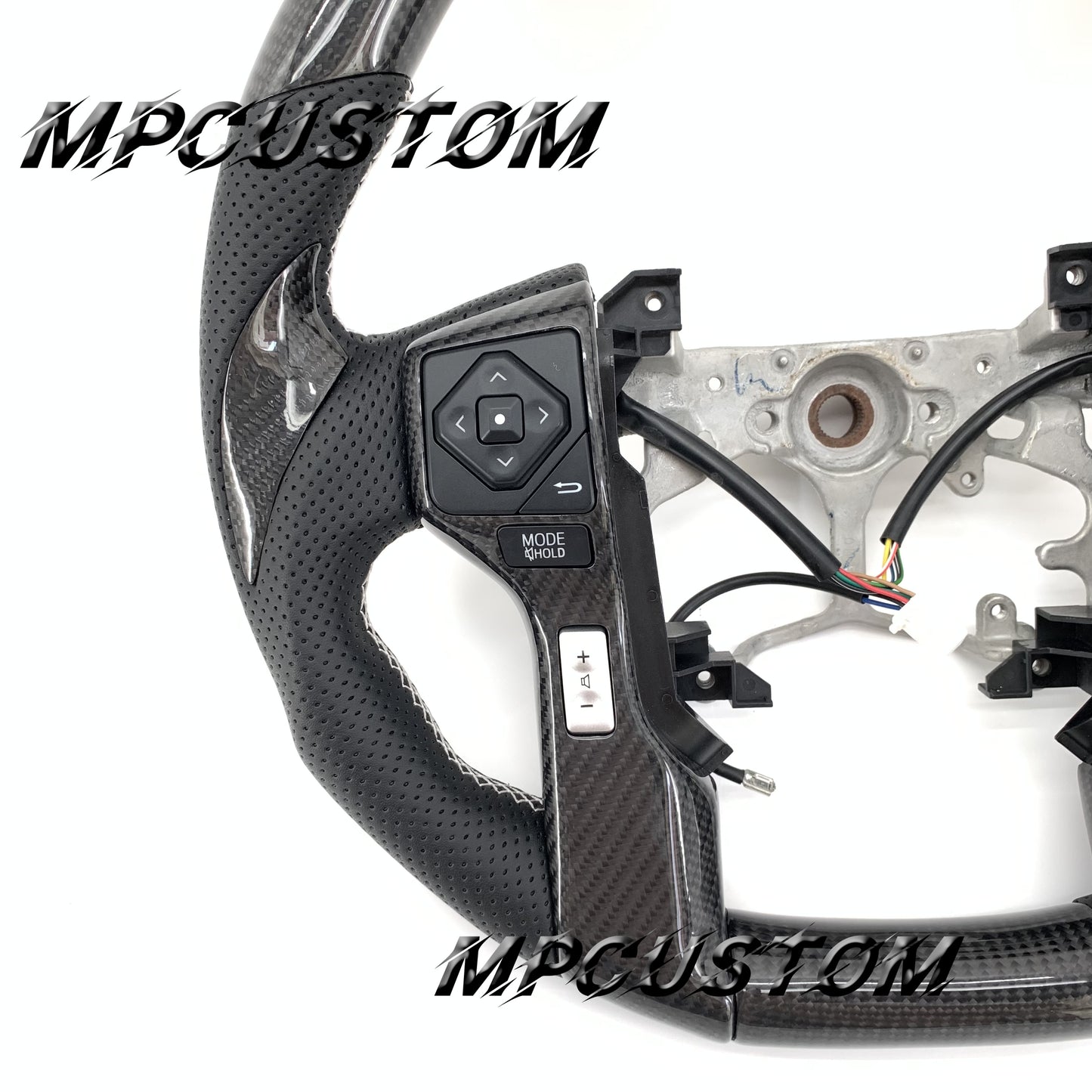 Mpcustom for Toyota Tundra 2014-2020 carbon fiber steering wheel gloss and white stitching