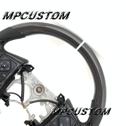 Mpcustom for Toyota Tundra 2014-2020 carbon fiber steering wheel white stitching and round top