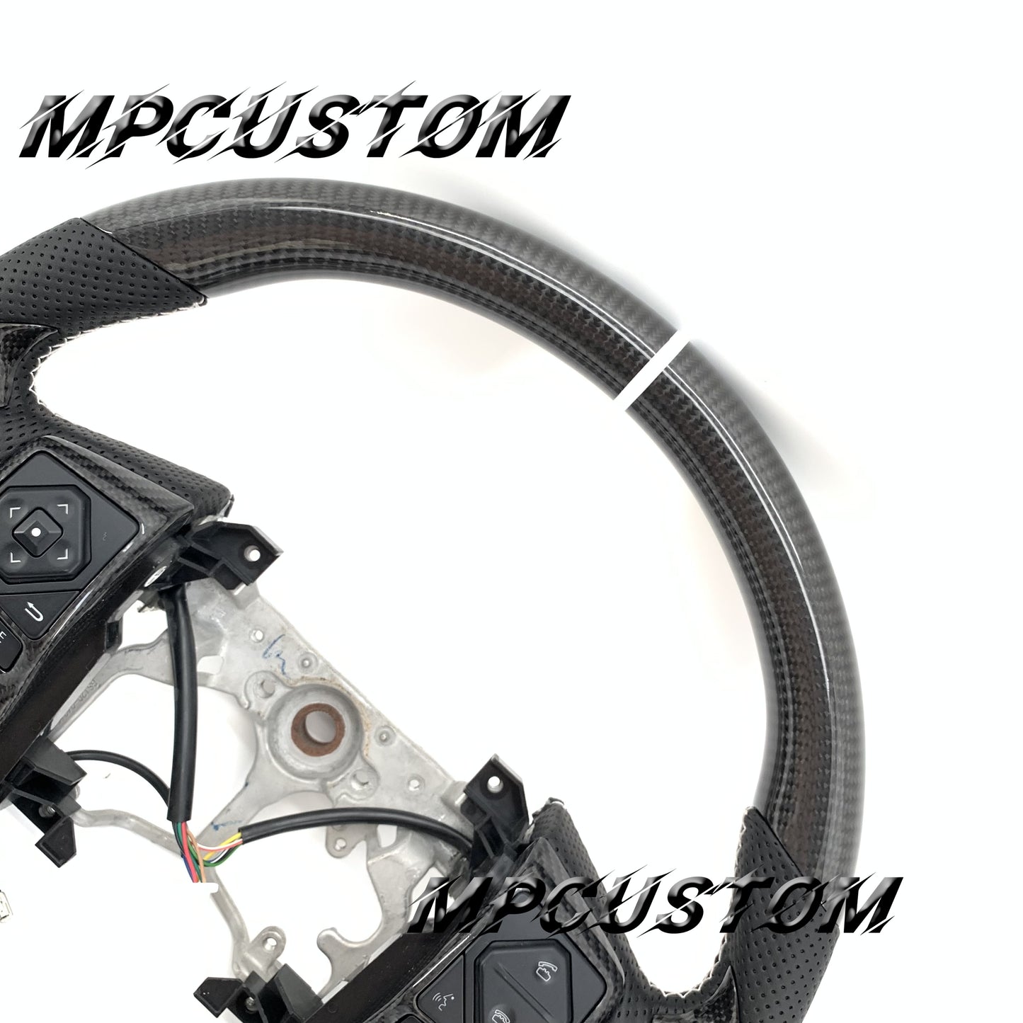 Mpcustom for Toyota Tundra 2014-2020 carbon fiber steering wheel gloss and white stitching