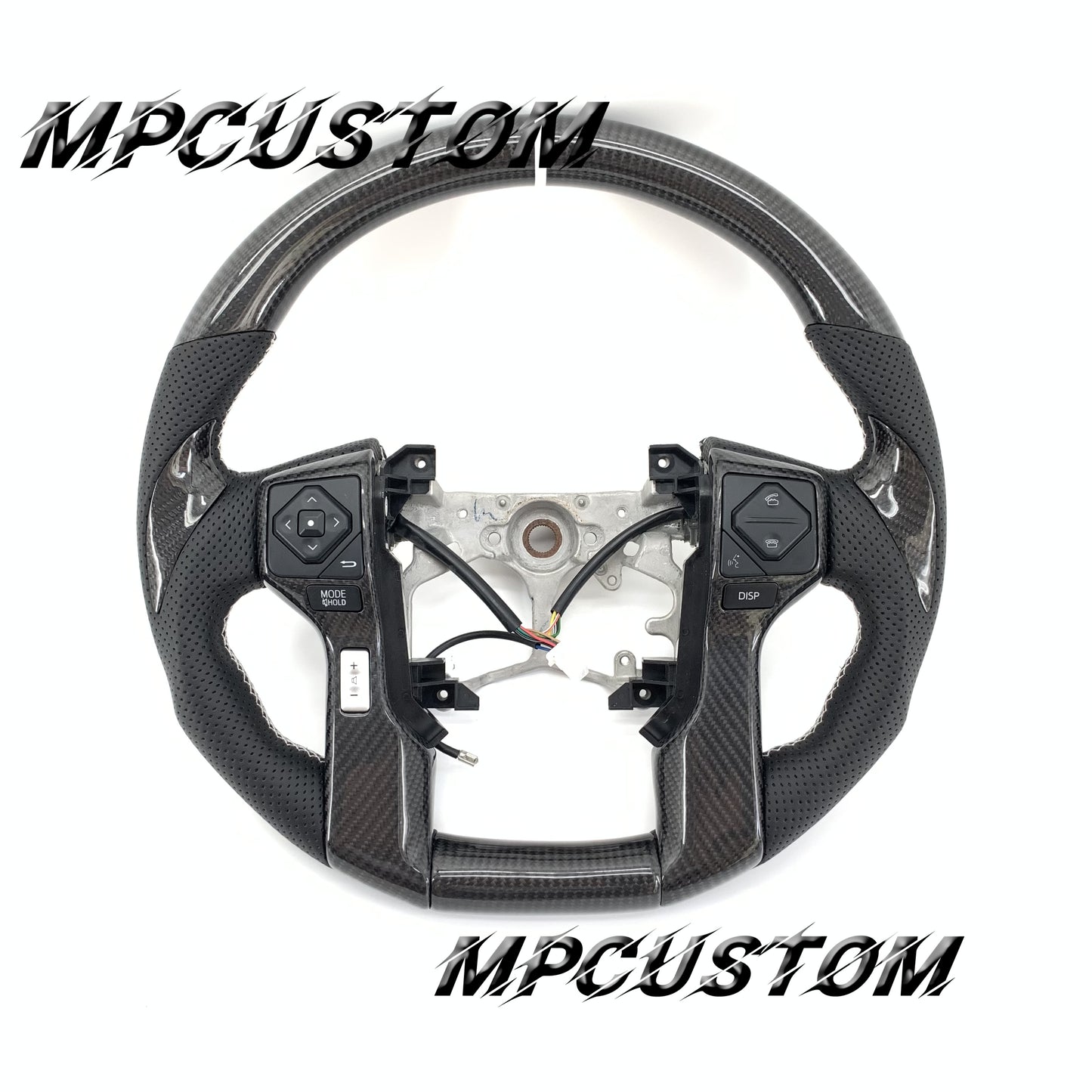 Mpcustom for Toyota Tundra 2014-2020 carbon fiber steering wheel white stitching and round top