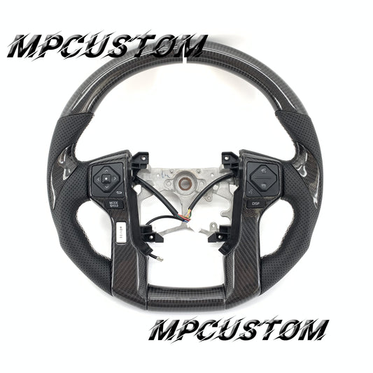 Mpcustom for Toyota Tundra 2014-2020 carbon fiber steering wheel white stitching and round top
