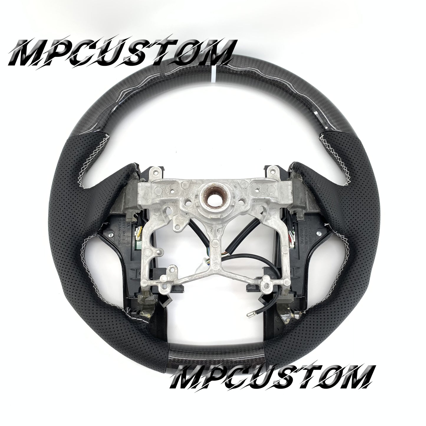 Mpcustom for Toyota Tundra 2014-2020 carbon fiber steering wheel gloss and white stitching