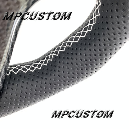 Mpcustom for Toyota Tundra 2014-2020 carbon fiber steering wheel white stitching and round top
