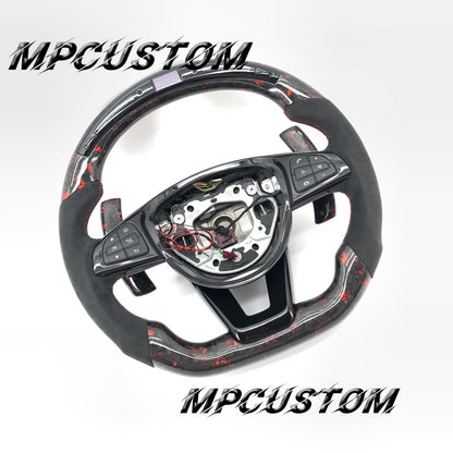 Mpcustom for Mercedes Benz w205 808 carbon fiber steering wheel round top