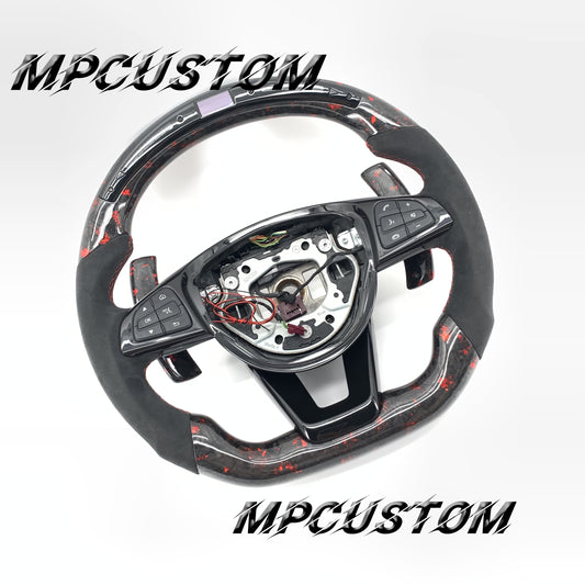 Mpcustom for Mercedes Benz w205 808 carbon fiber steering wheel round top