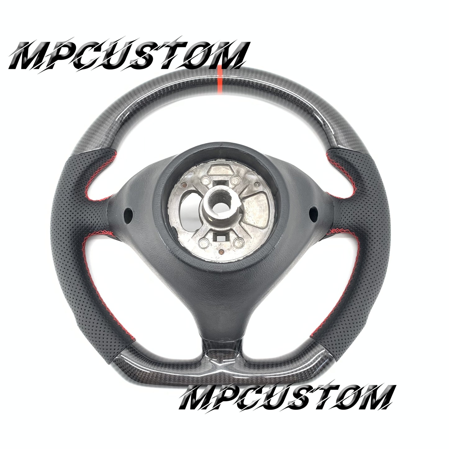 Mpcustom for Porsche 996 carbon fiber steering wheel red stitching