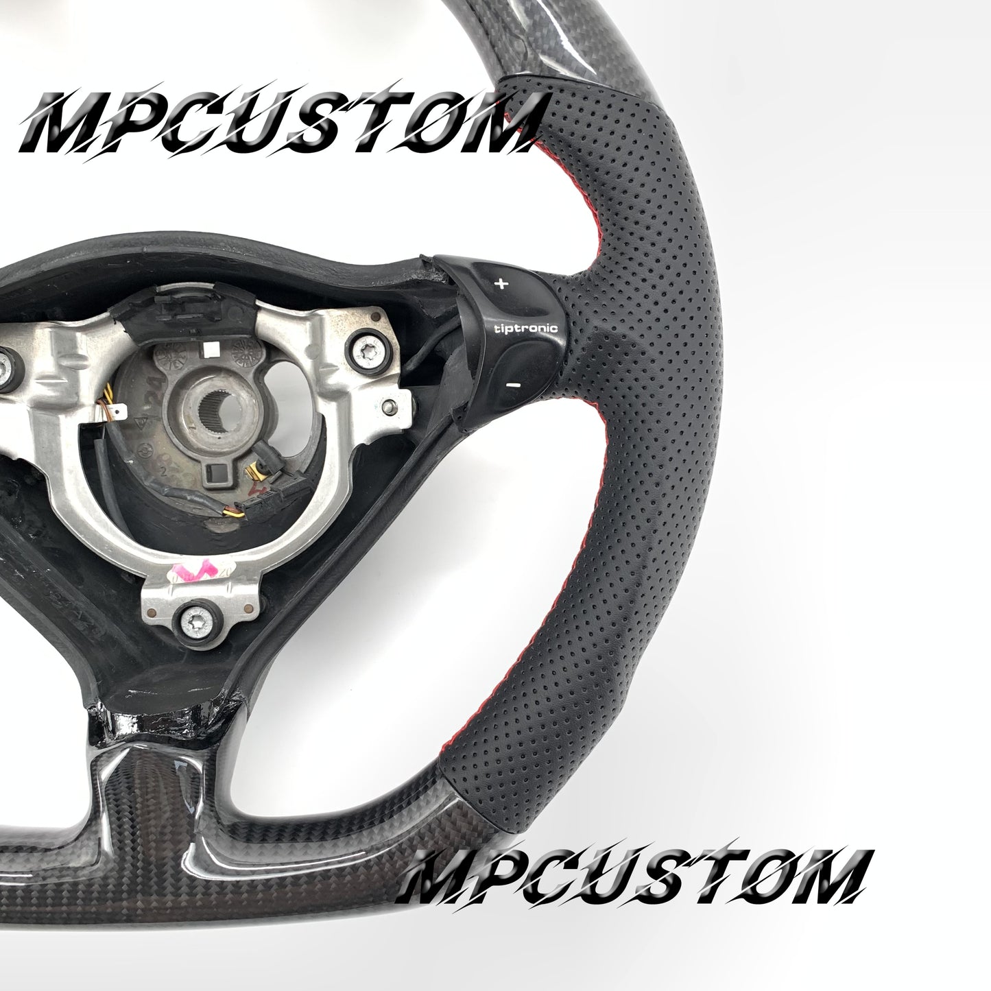 Mpcustom for Porsche 996 carbon fiber steering wheel red stripe line and flat bottom