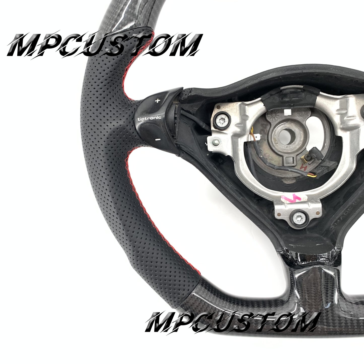 Mpcustom for Porsche 996 carbon fiber steering wheel red stitching