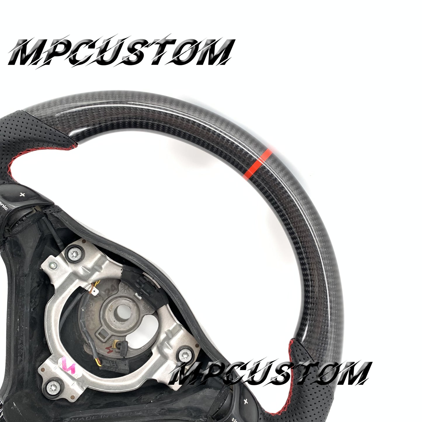 Mpcustom for Porsche 996 carbon fiber steering wheel red stitching