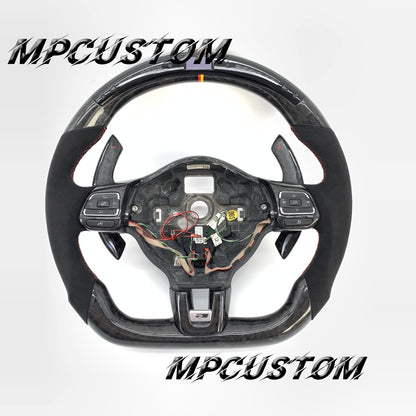 Mpcustom for Volkswagen MK6 R carbon fiber steering wheel gloss and led