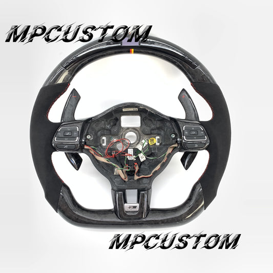 Mpcustom for Volkswagen MK6 R carbon fiber steering wheel gloss and led