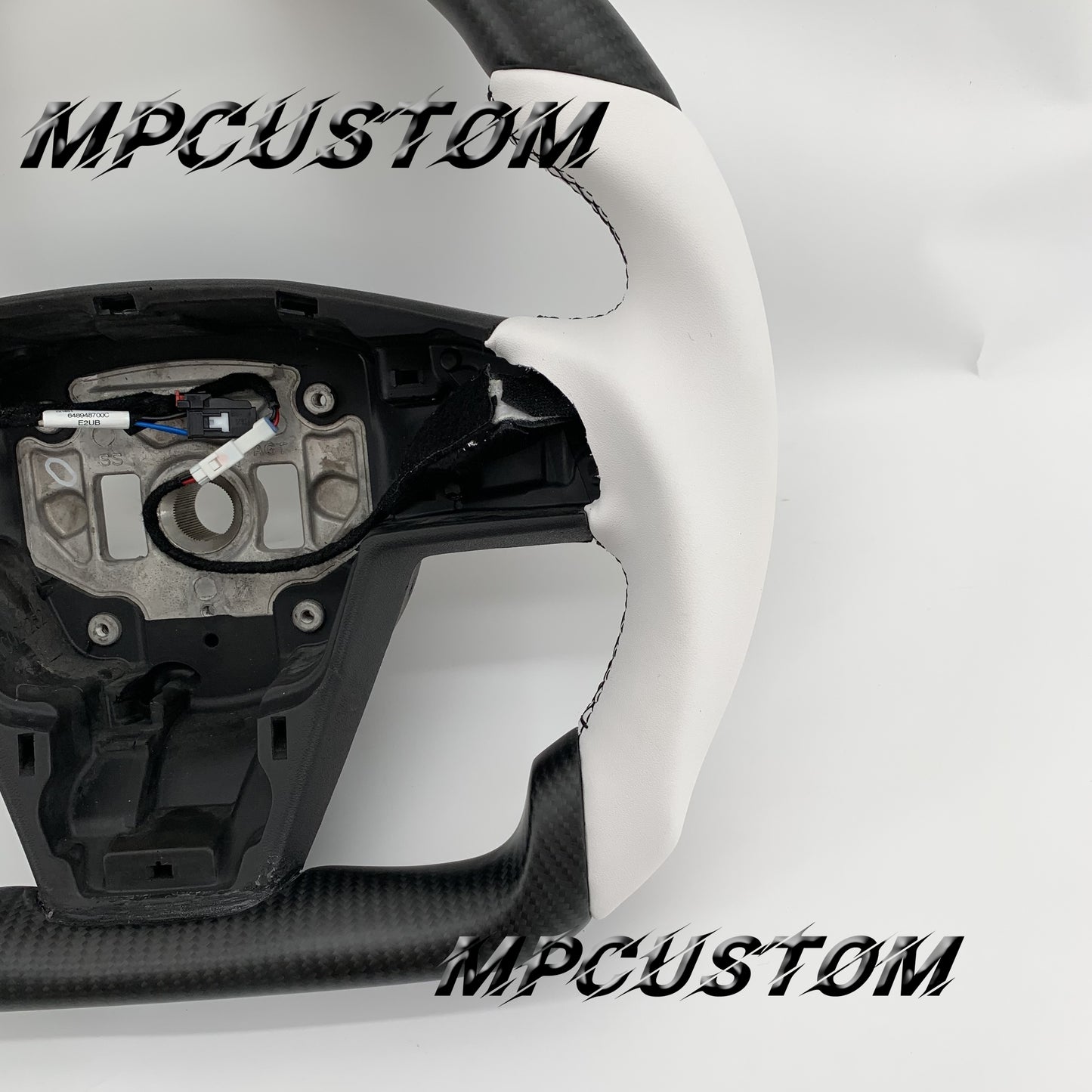 Mpcustom for Tesla model S carbon fiber steering wheel black stitching