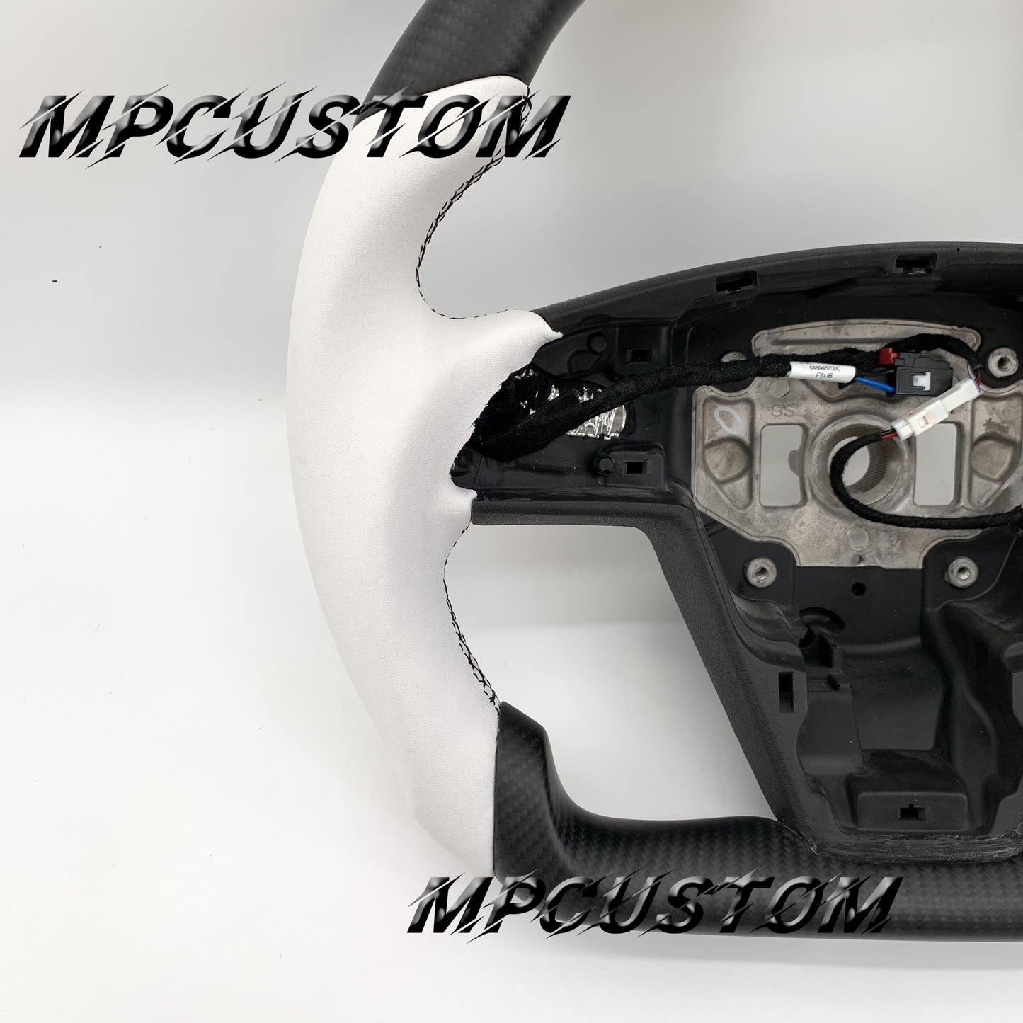 Mpcustom for Tesla model S carbon fiber steering wheel flat bottom