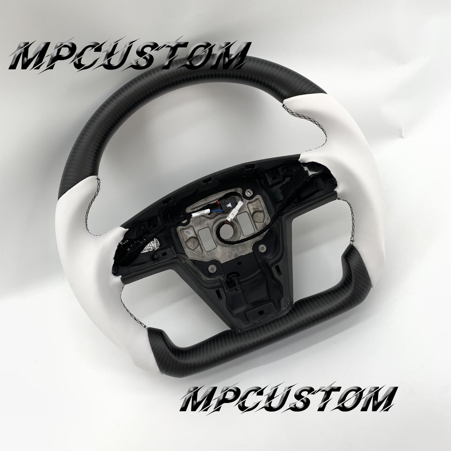 Mpcustom for Tesla model S carbon fiber steering wheel round top