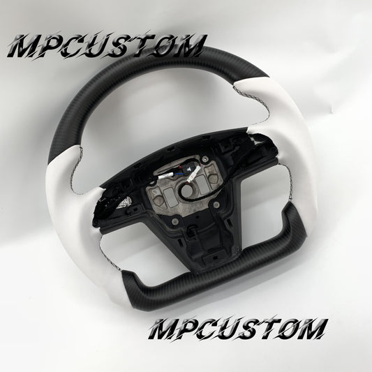 Mpcustom for Tesla model S carbon fiber steering wheel round top