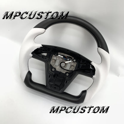 Mpcustom for Tesla model S carbon fiber steering wheel flat bottom