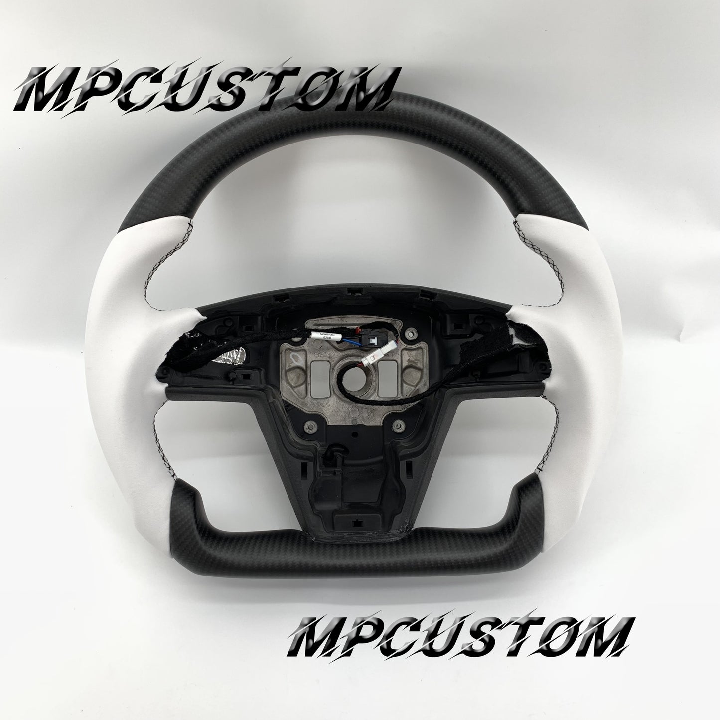 Mpcustom for Tesla model S carbon fiber steering wheel black stitching