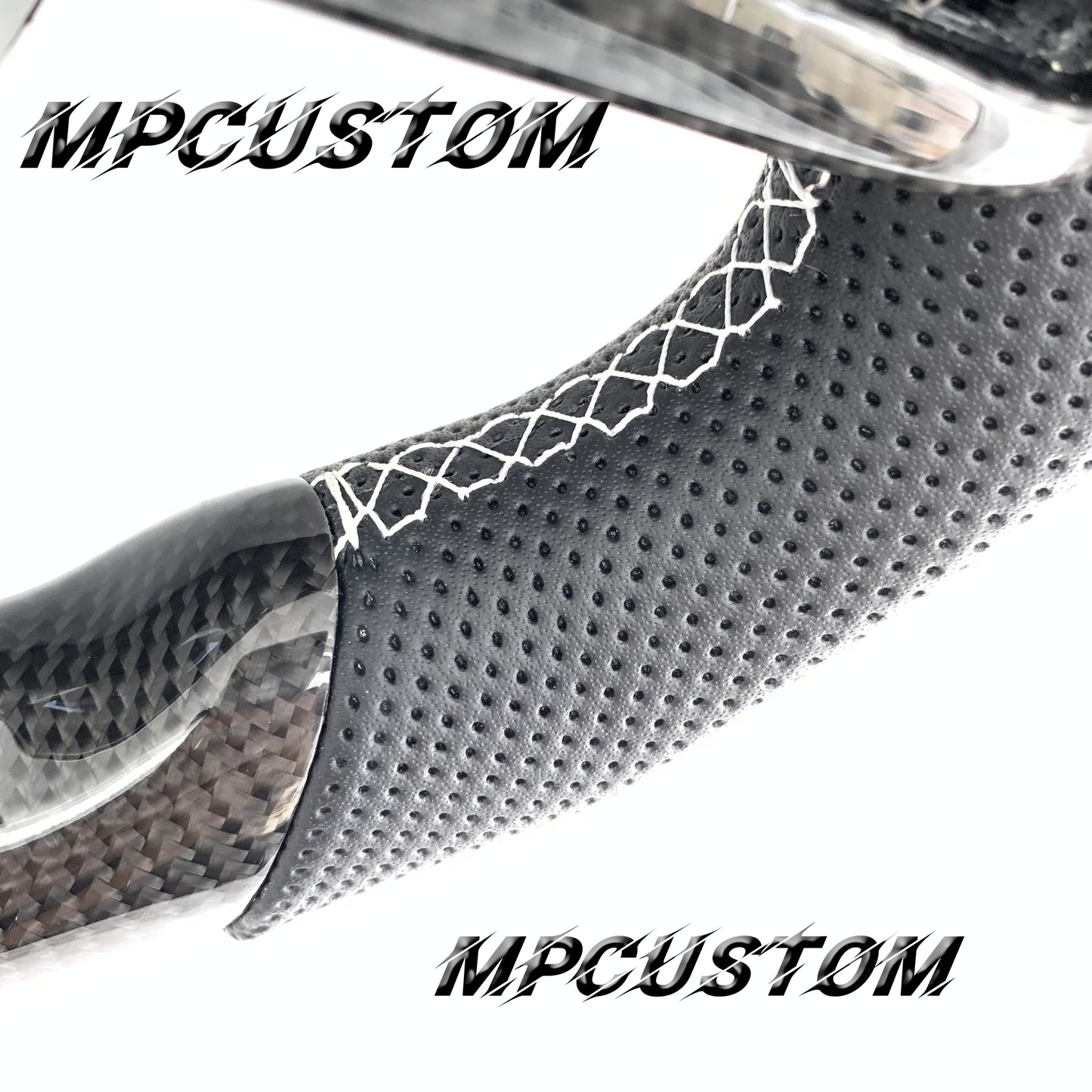 Mpcustom for Toyota Supra 2020 carbon fiber steering wheel white stripe line and gloss