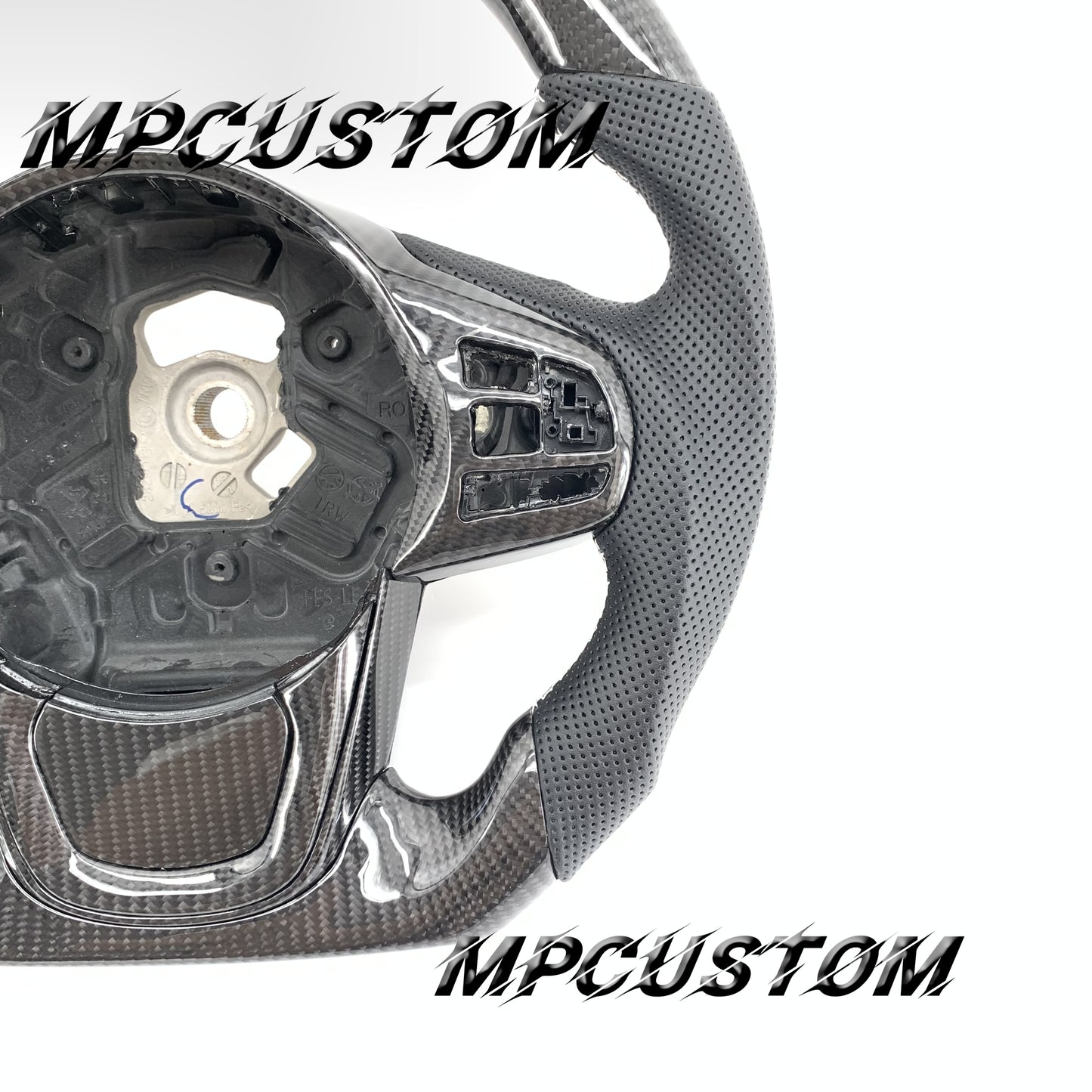 Mpcustom for Toyota Supra 2020 carbon fiber steering wheel white stripe line and gloss