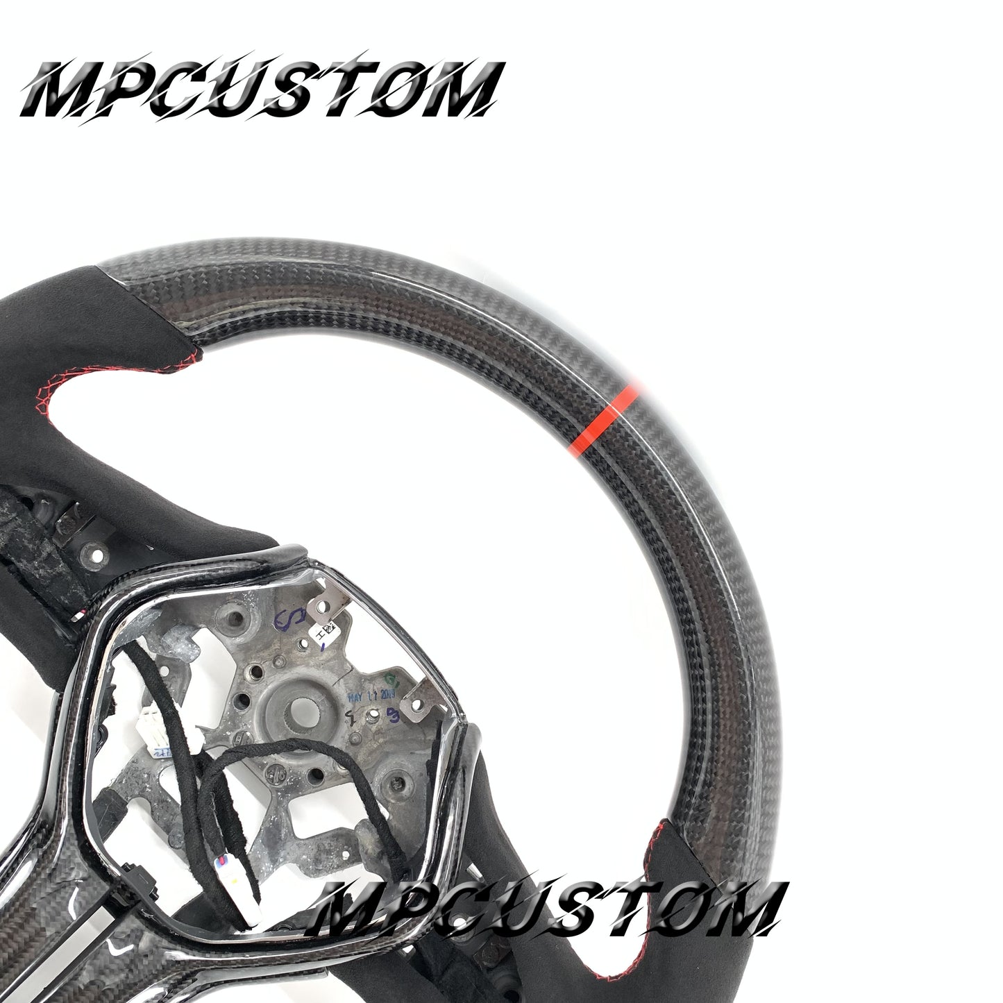 Mpcustom for Infiniti Q60 2016-2018 carbon fiber steering wheel gloss and red stripe line