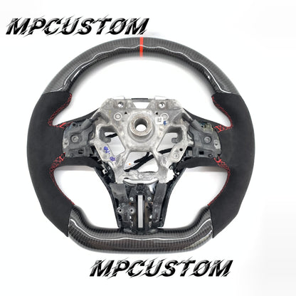 Mpcustom for Infiniti Q60 2016-2018 carbon fiber steering wheel gloss and red stripe line