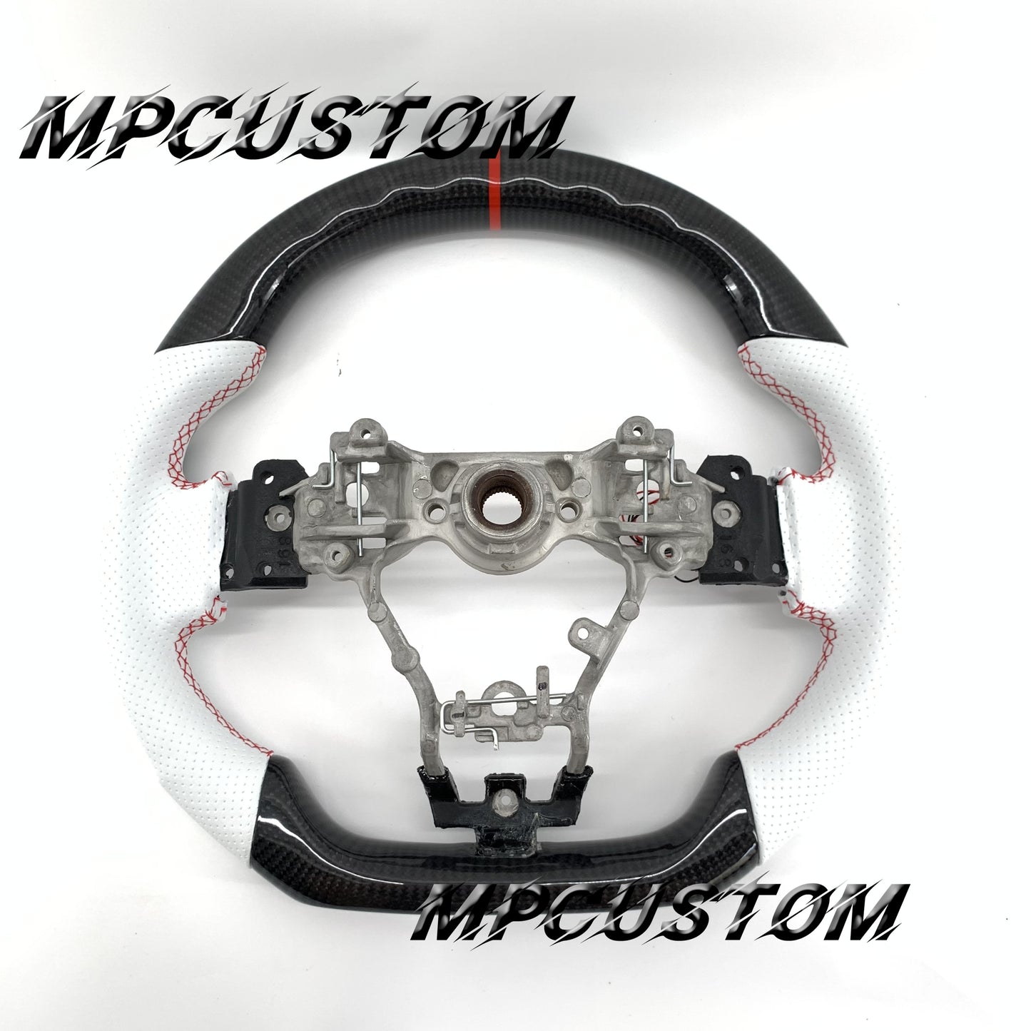 Mpcustom for Subaru 2015-2021 carbon fiber steering wheel white perforated leather