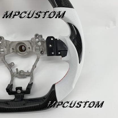 Mpcustom for Subaru 2015-2021 carbon fiber steering wheel white perforated leather