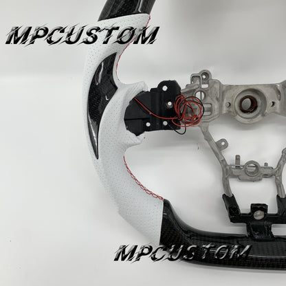 Mpcustom for Subaru 2015-2021 carbon fiber steering wheel white perforated leather