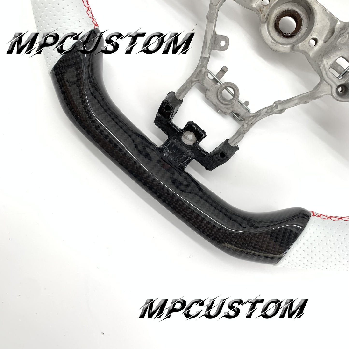 Mpcustom for Subaru 2015-2021 carbon fiber steering wheel white perforated leather