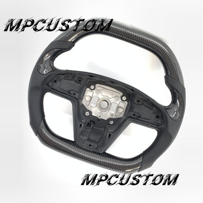 Mpcustom for Tesla model S carbon fiber steering wheel flat top