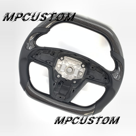 Mpcustom for Tesla model S carbon fiber steering wheel flat top