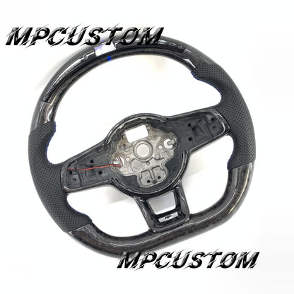 Mpcustom for Volkswagen MK7 2015-2019 carbon fiber steering wheel led and blue stitching