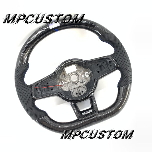 Mpcustom for Volkswagen MK7 2015-2019 carbon fiber steering wheel led and blue stitching