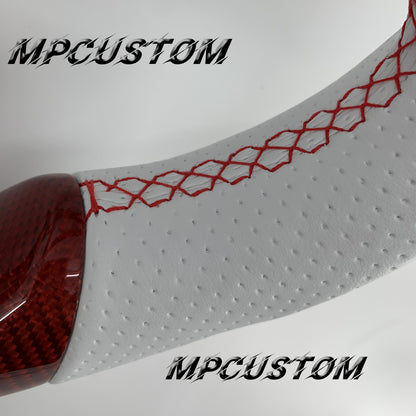 Mpcustom for Subaru 2015-2021 carbon fiber steering wheel gloss and red stitching