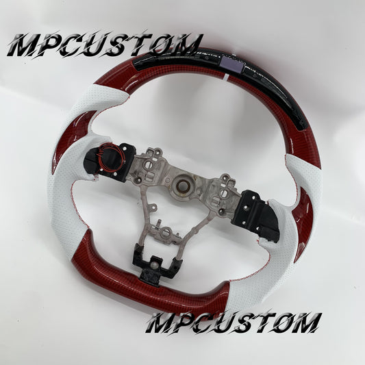 Mpcustom for Subaru 2015-2021 carbon fiber steering wheel white stripe line and led