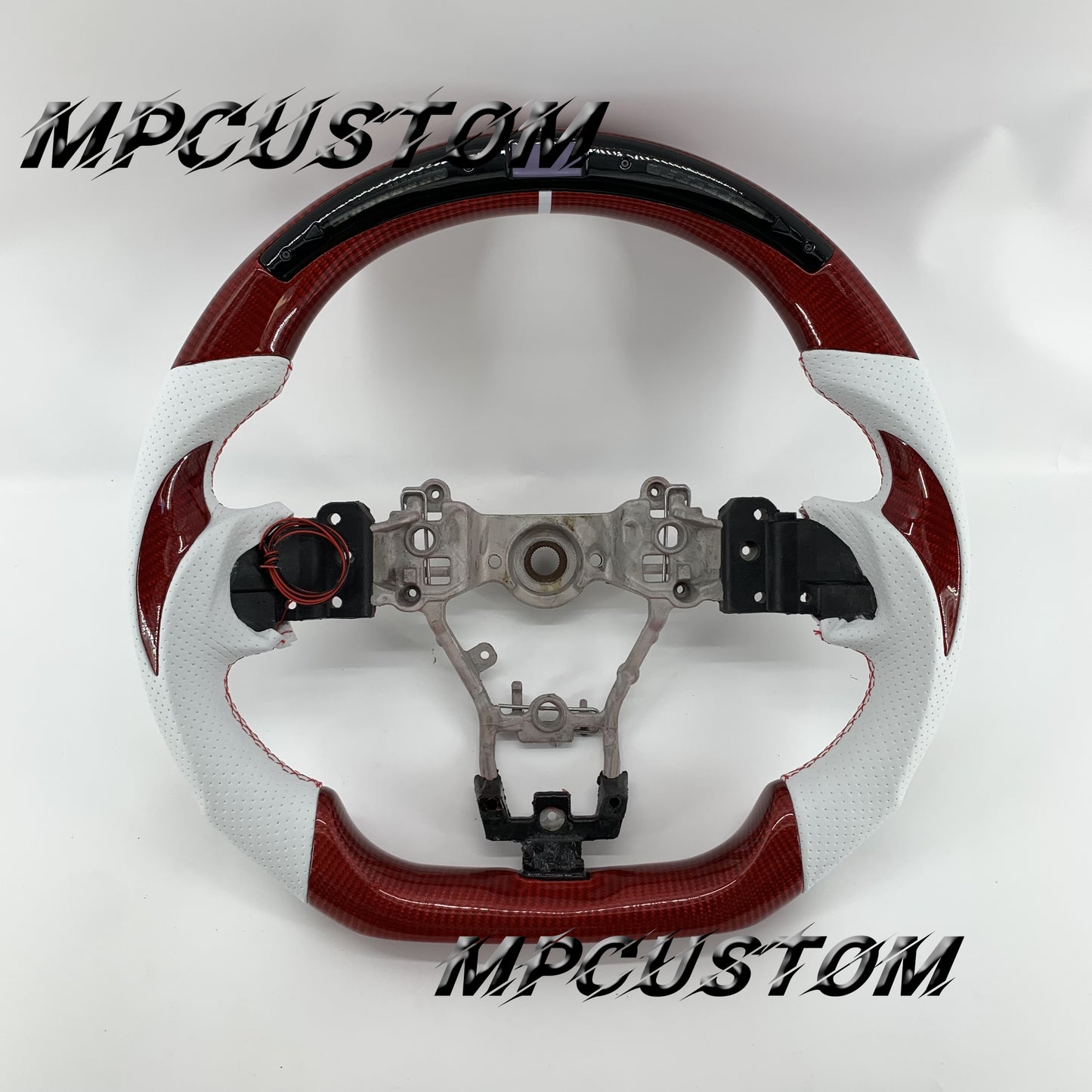 Mpcustom for Subaru 2015-2021 carbon fiber steering wheel gloss and red stitching