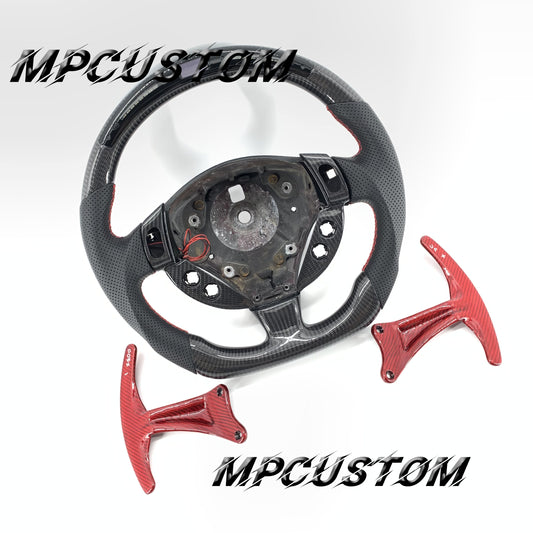 Mpcustom for Maserati GT carbon fiber steering wheel gloss and red stitching