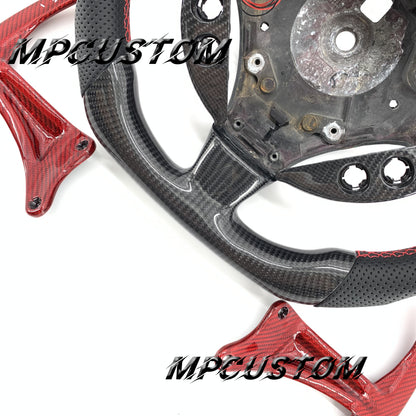 Mpcustom for Maserati GT carbon fiber steering wheel gloss and red stitching