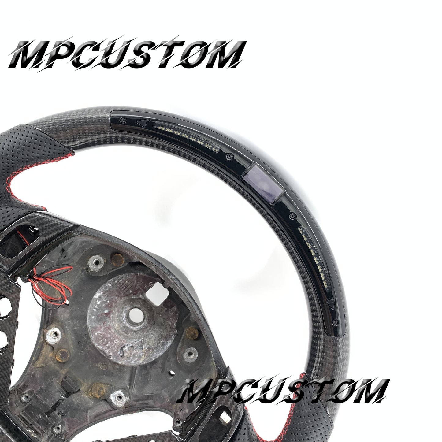 Mpcustom for Maserati GT carbon fiber steering wheel gloss and red stitching