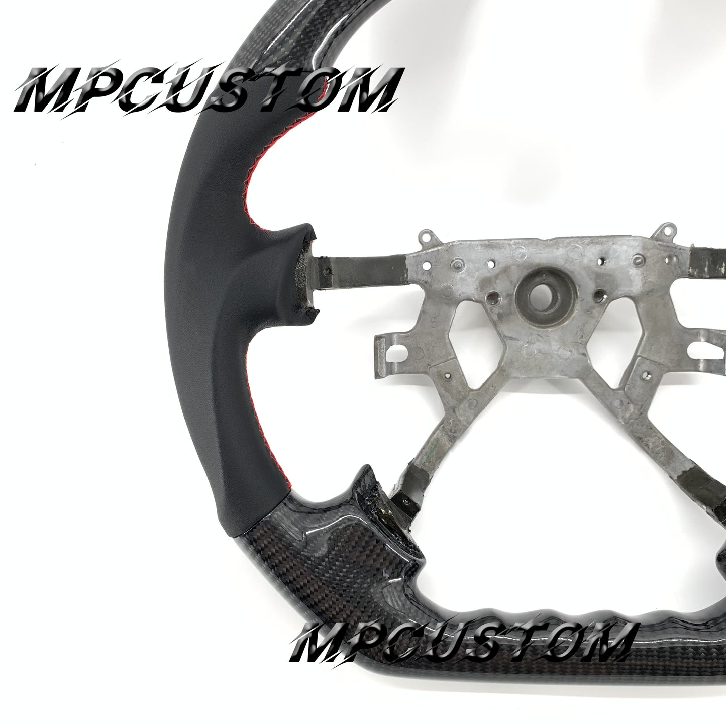 Mpcustom for Nissan Y61 carbon fiber steering wheel red stripe line