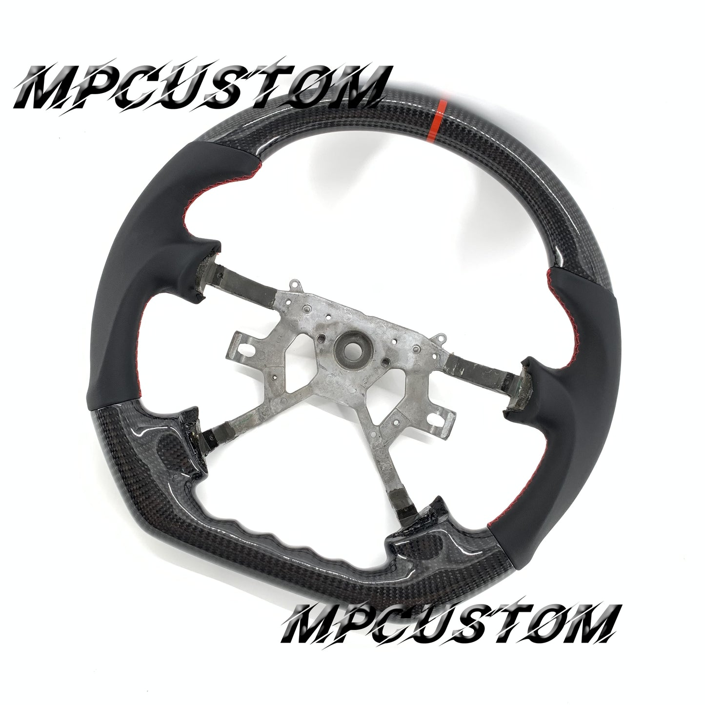Mpcustom for Nissan Y61 carbon fiber steering wheel gloss and red stripe line