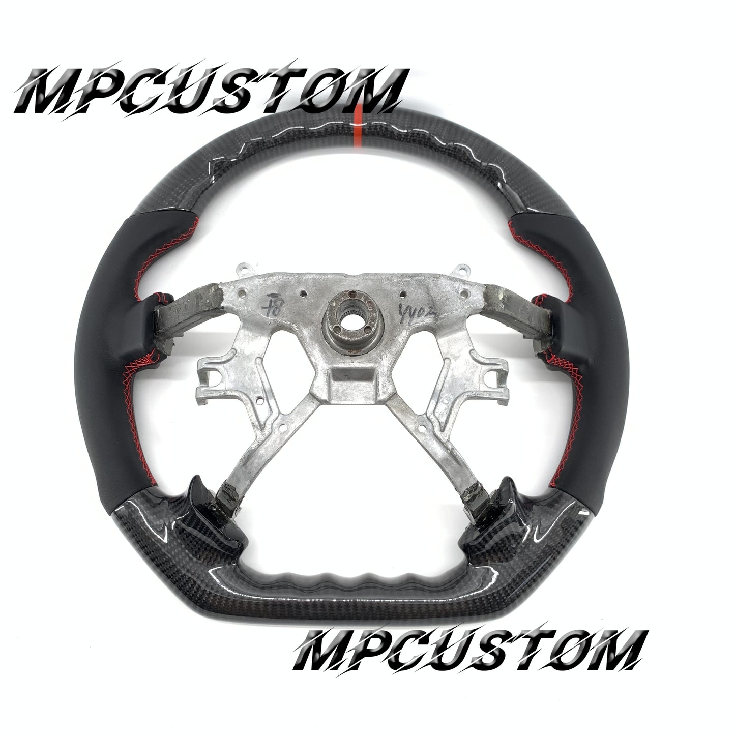 Mpcustom for Nissan Y61 carbon fiber steering wheel smooth and red stripe line