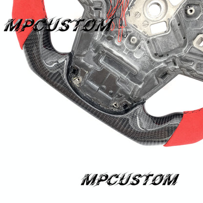 Mpcustom for Toyota Supra 2020 carbon fiber steering wheel round top and black stitching