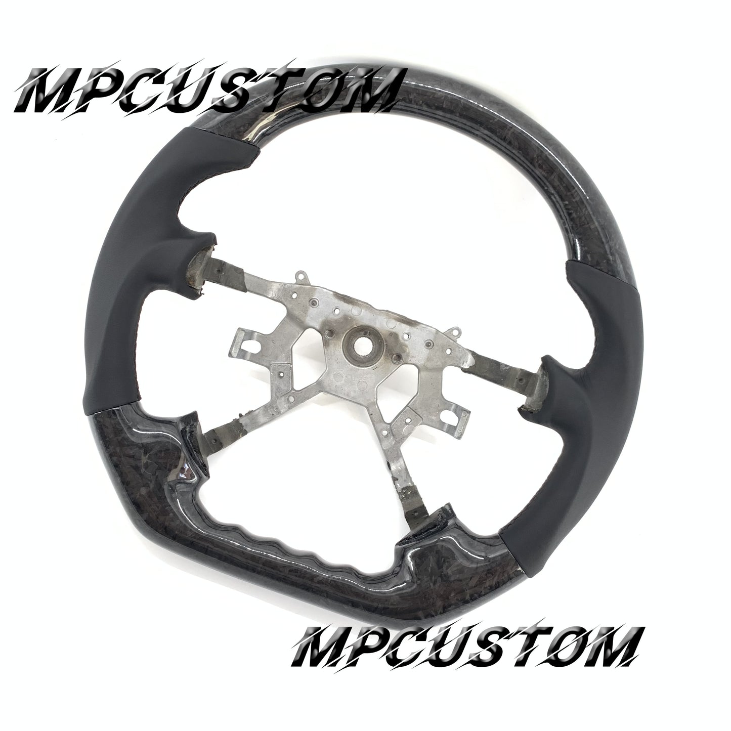 Mpcustom for Nissan Y61 carbon fiber steering wheel gloss and black stitching
