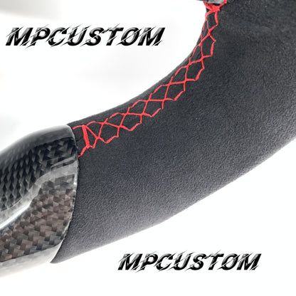 Mpcustom for Toyota Supra 2020 carbon fiber steering wheel round top and red stripe line