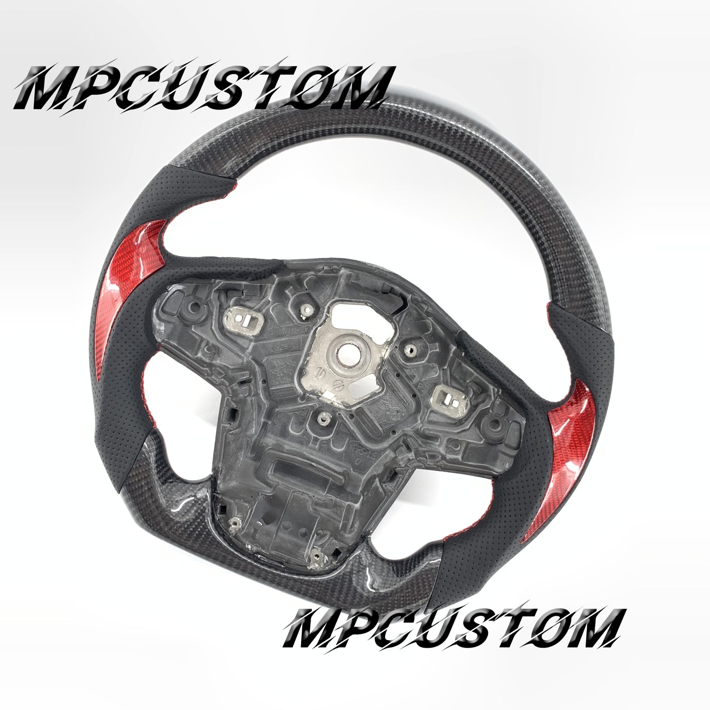 Mpcustom for Toyota Supra 2020 carbon fiber steering wheel gloss and red stitching