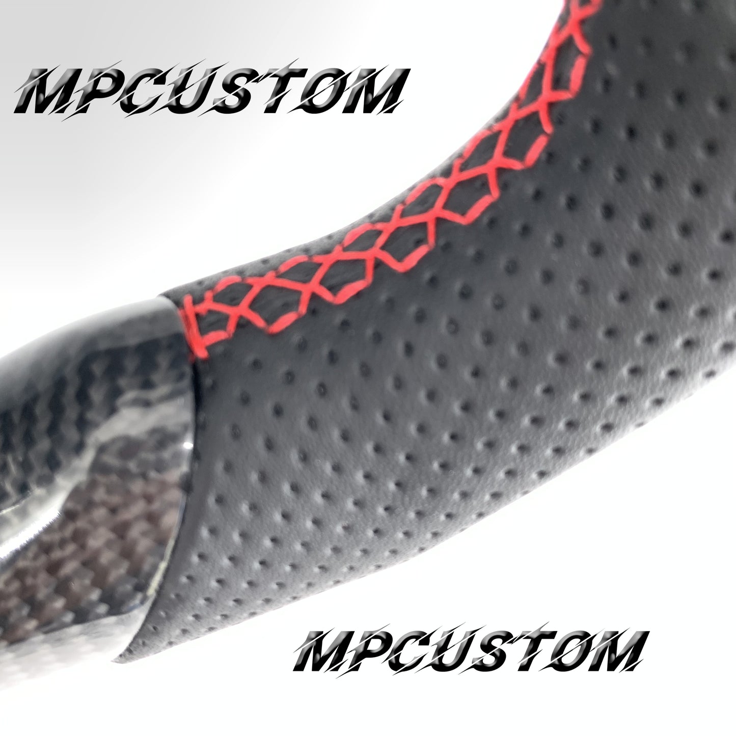 Mpcustom for Toyota Supra 2020 carbon fiber steering wheel gloss and red stitching