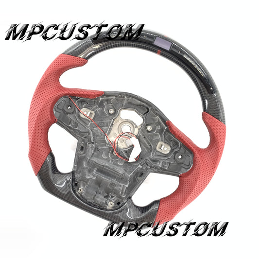 Mpcustom for Toyota Supra 2020 carbon fiber steering wheel red perforated leather