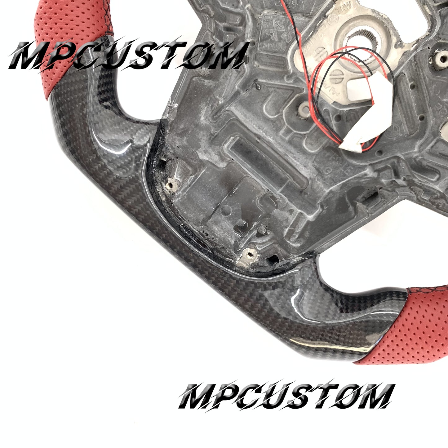Mpcustom for Toyota Supra 2020 carbon fiber steering wheel led and red perforated leather