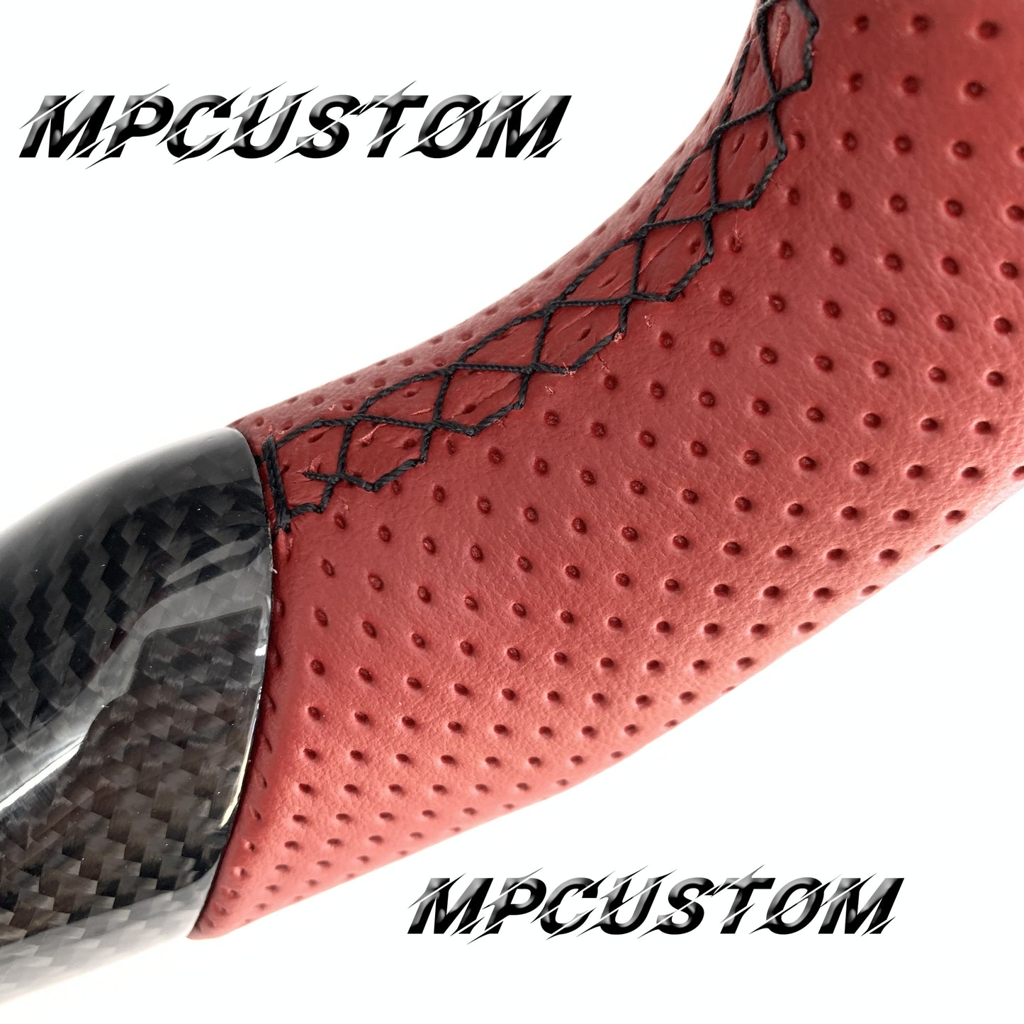 Mpcustom for Toyota Supra 2020 carbon fiber steering wheel led and red perforated leather